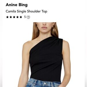 Anine Bing Black One-Shoulder Blouse